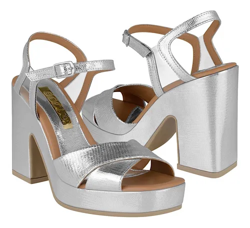 Sandalias De Fiesta Dama Stylo 6205 Simipiel Plata Env o gratis