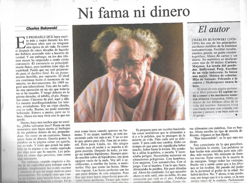 Charles Bukowski: Ni Fama Ni Dinero - Daniel Baremboin