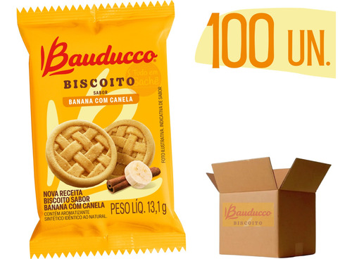 Biscoito Amanteigado Banana Canela Bauducco Sache - 100 U