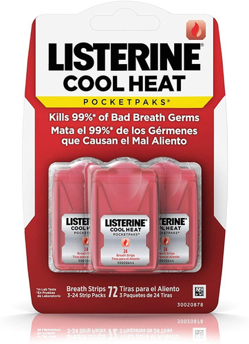 Listerine Cool Heat Breath Canela Paquete De 24 Tiras 3 Pack