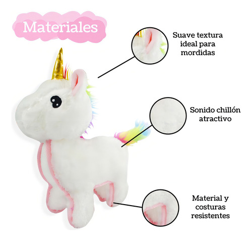 Juguete De Peluche Para Mascota Unicornio Con Sonido Color Blanco