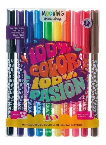 Marcadores De Colores Mooving Coloring X 10 Colores