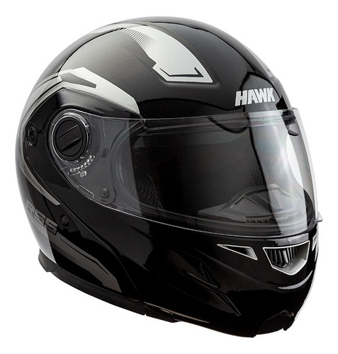 Casco Moto Hawk Rs5 Vector Resistance Rebatible Doble Visor Color Negro Brillante Tamaño Del Casco L