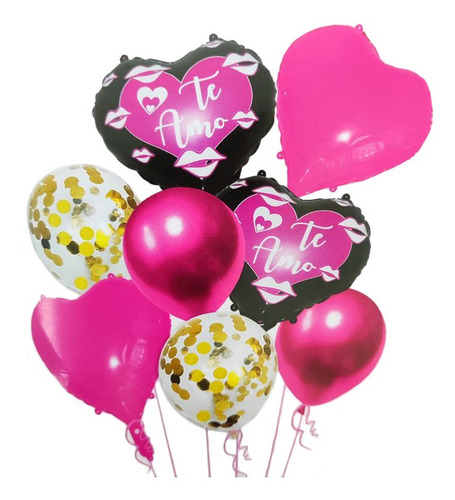 8 Globos Corazon 18'' San Valentín 14 Febrero Amor 1884a
