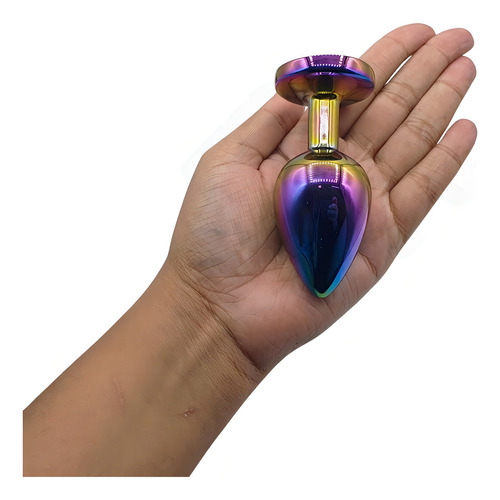 Plug anal en forma de G de color con joya en la base - Azul claro | Vip Mix