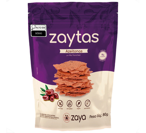 Lascas Veganas Crocantes S/ Gluten Zaytas Azeitonas Pretas