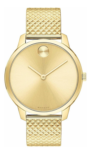 Reloj Mujer Movado 3600598 Cuarzo 35mm Pulso Dorado En Acero