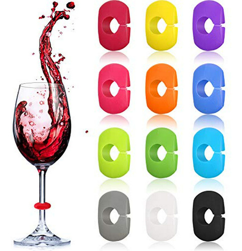 Marca Copas De Vino - Marcadores Silicona, 12 Colores