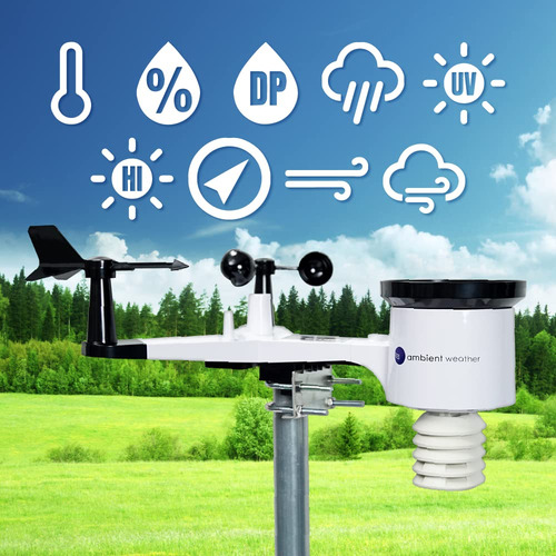 Estação meteorológica profissional Wi-Fi 10 em 1 Ambient Weather Ws-2902 com vigilância na Internet, compatível com Alexa