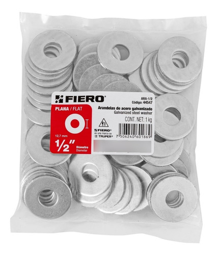 Bolsa Con 1 Kg De Arandelas Planas De 1/2 Fiero 44547