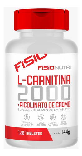 2x L-carnitina 2000mg Pote 120 Tabs - Thermo - Fisio Nutri Sabor Sem Sabor