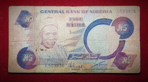 Billete 5 Naira Nigeria 1984 Pick 24 Balewa 