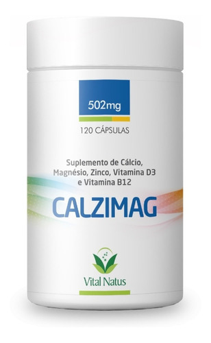 Calzimag Cálcio y magnésio y zinco y vitamina D3 B12 502mg 120cps Sabor Sem Sabor Vital Natus