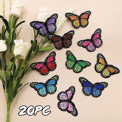 20 Parches Planchables O Coser Mariposa Bordadas