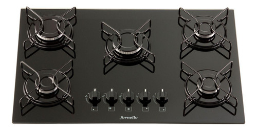 Fogão Cooktop Fornello 5 Bocas Preto A Gás