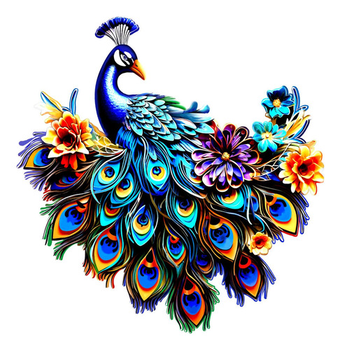 Ikasus Arte Pared Pajaro Pavo Real Metal Decoracion Para