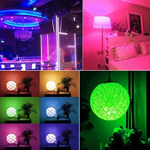 Bombilla LED que cambia de color con control remoto, 10 W E26 RGB + luz  blanca diurna 5700 K, bombillas LED regulables con función de memoria