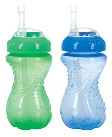Nuby 2pk Vaso Antiderrame C/popote Flexible 300 Ml