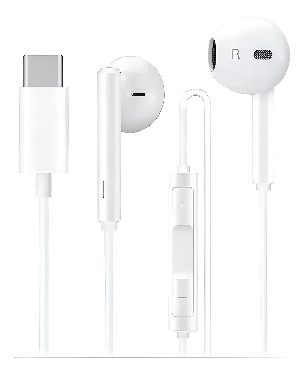 Fone In-ear USB-C Kaidi KD-726 com Microfone Conector Tipo C Branco