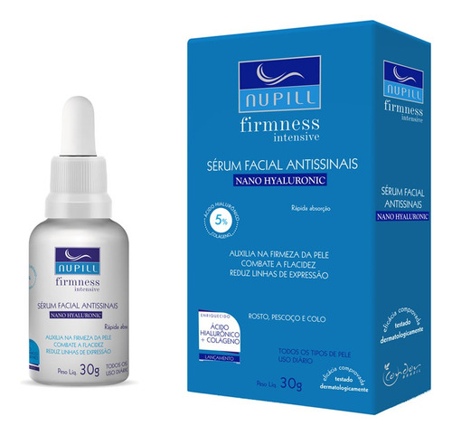 Sérum Facial Antissinais Nano Hyaluronic Nupill 30g Momento de aplicação Noite Tipo de pele Normal