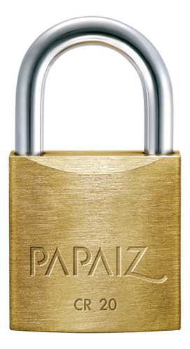 Cadeado Papaiz Cr 20mm Latão Maciço C/ 2 Chaves - Segurança Cor Dourado