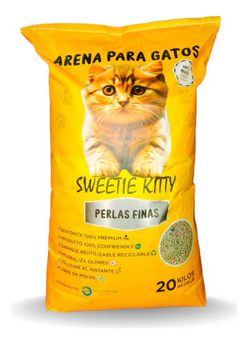 Arena Sanitaria Para Gatos 20kg Perlas Finas