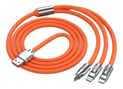 Cable Carga Rápida 120w 3 En 1 - Iphone/type-c/usb/android Naranja