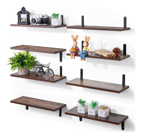 Estanterías De Pared Flotantes De Madera De 6 Pulgadas Set D