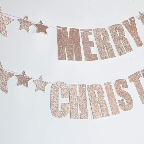 Rose Glod Glitter Ferry Christmas Banner, Glitter De Navidad