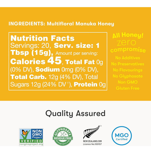 Miel Cruda Manuka Mgo 50+ New Zealand Honey Co. 310g
