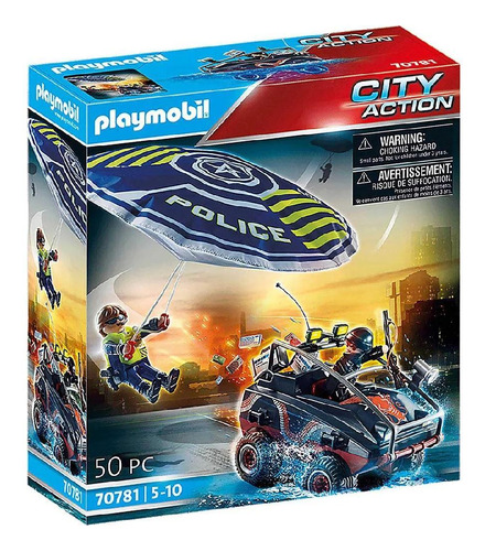 Playmobil Policia Com Paraquedas E Veiculo Sunny 70781