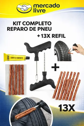 Kit Ferramenta Reparo Pneu Remendo Profissional Carro Moto Total ...