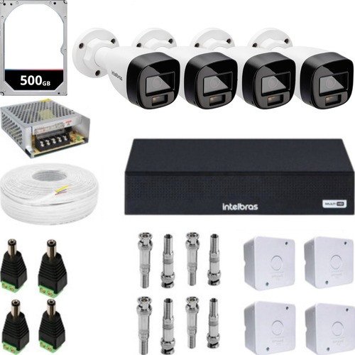 Kit Segurança 4 Câmeras Full Color Vhd 1220b Intelbras 1004c