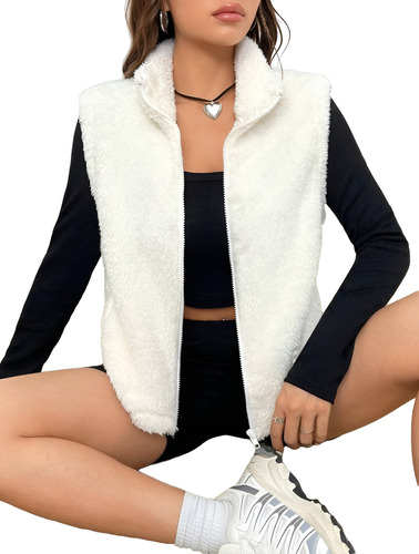 Chaleco De Corderito Peluche Soft Bifaz Tendencia Mujer