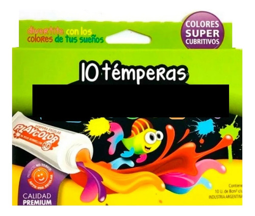 Tempera Escolar Playcolor X 10 Pomos 8 Cc   Pack X10 Cajitas