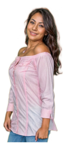 Blusa Tipo Campesina Con Resorte En Hombros Top Moda Mujer