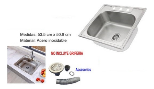 Fregadero De Acero Inoxidable 1 Tina, Cocina/ 53cmx50cm