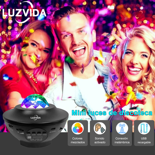 Luzvida 360° Luces De Escenario Fiestas Con Altavoz Bluetooth Multimodo Y Multicolor Auto Cañones Led Proyector De Estrellas Galaxia Lampara Rgb Dj Led Cabezas Roboticas Beam Fiestas, Boda Bar Ktv
