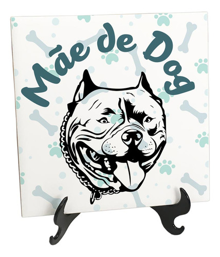 Quadro Azulejo Mãe De Cachorro Mãe De Dog American Pit Bull