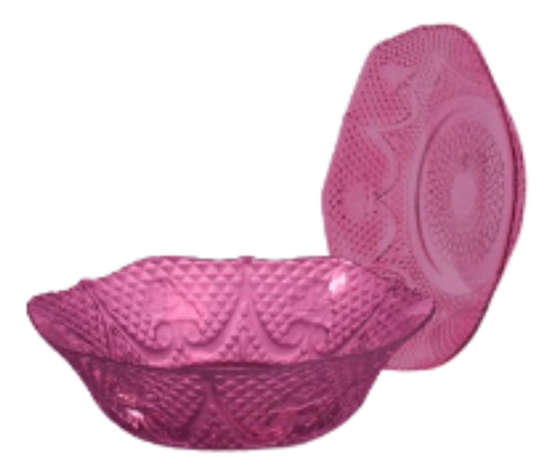 Juego 6 Tazones Diamante Color Uva Vidrio Elegante Uva