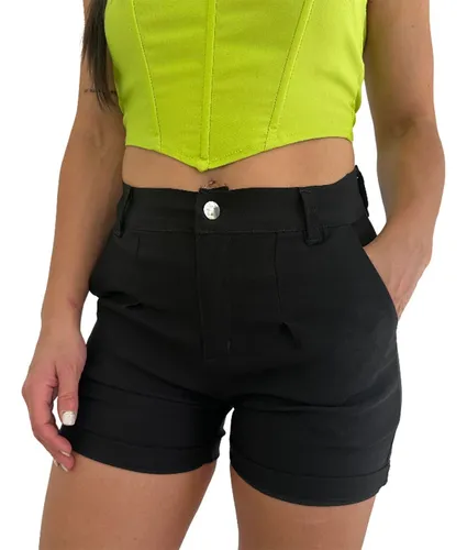 Short Corto Vestir Sastrero Cintura Bengalina Mujer Moda