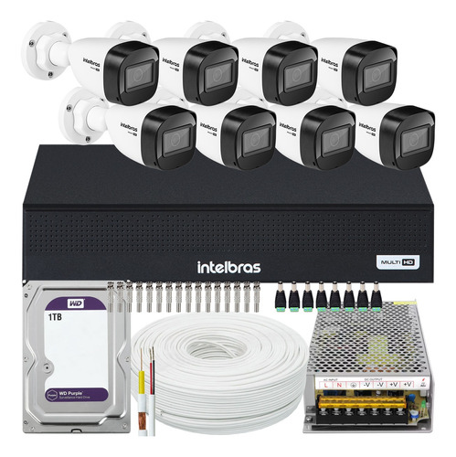 Kit Cftv 8 Cameras Segurança Intelbras Dvr 1008 1tb Purple