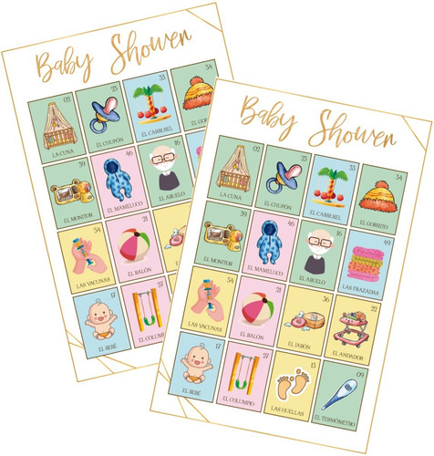 Lotería Baby Shower Imprimible 100 Tablas