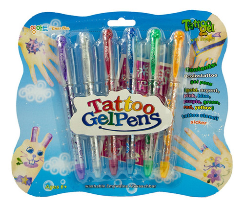 Pack 12 Set Lápices De Gel Para Tatuaje Temporal Cuerpo 