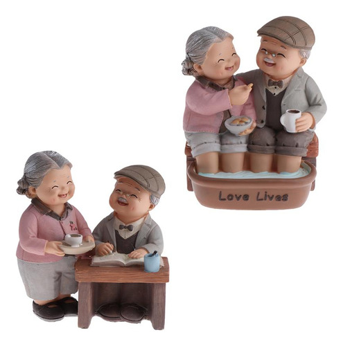 Figuras De Pareja De Ancianos Drink & Footbath ~ Resin Craft