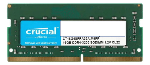 Memoria Ram Sodimm Para Laptop De 16gb Ddr4-3200 Crucial