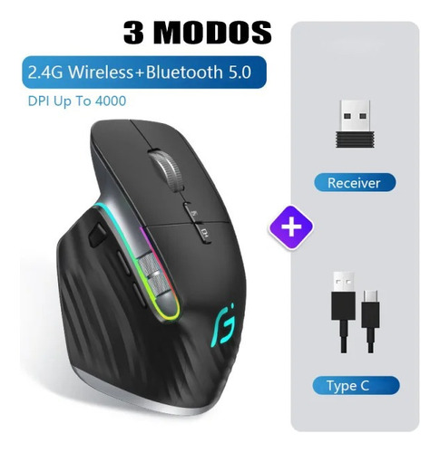 Mouse Ergonomico Tri-mode Seenda Wireless Bluetooth 2.4ghz