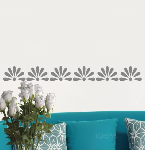 Vinil Decorativo Cenefa Flores Sticker De Pared