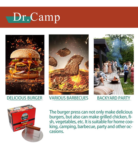 Drcamp 7 Pulgadas De Acero Inoxidable, Press De Smasher, De