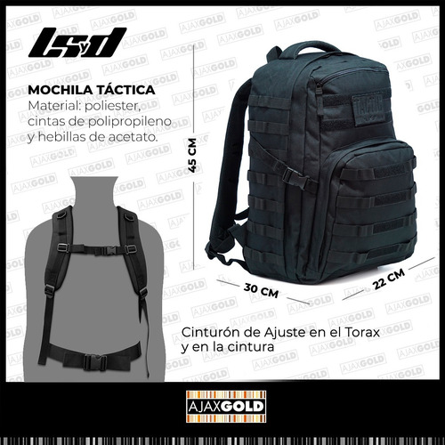 Imagen 6 de 10 de Mochila Tactica Asalto Militar 30 Lts Trekking Seguridad